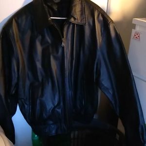 Black Tanner's Avenue leather jacket elastic waist